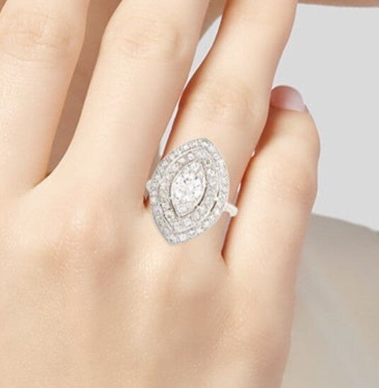 Navette Old European cut + 2.89 cttw Diamond Ring Size 9 video added