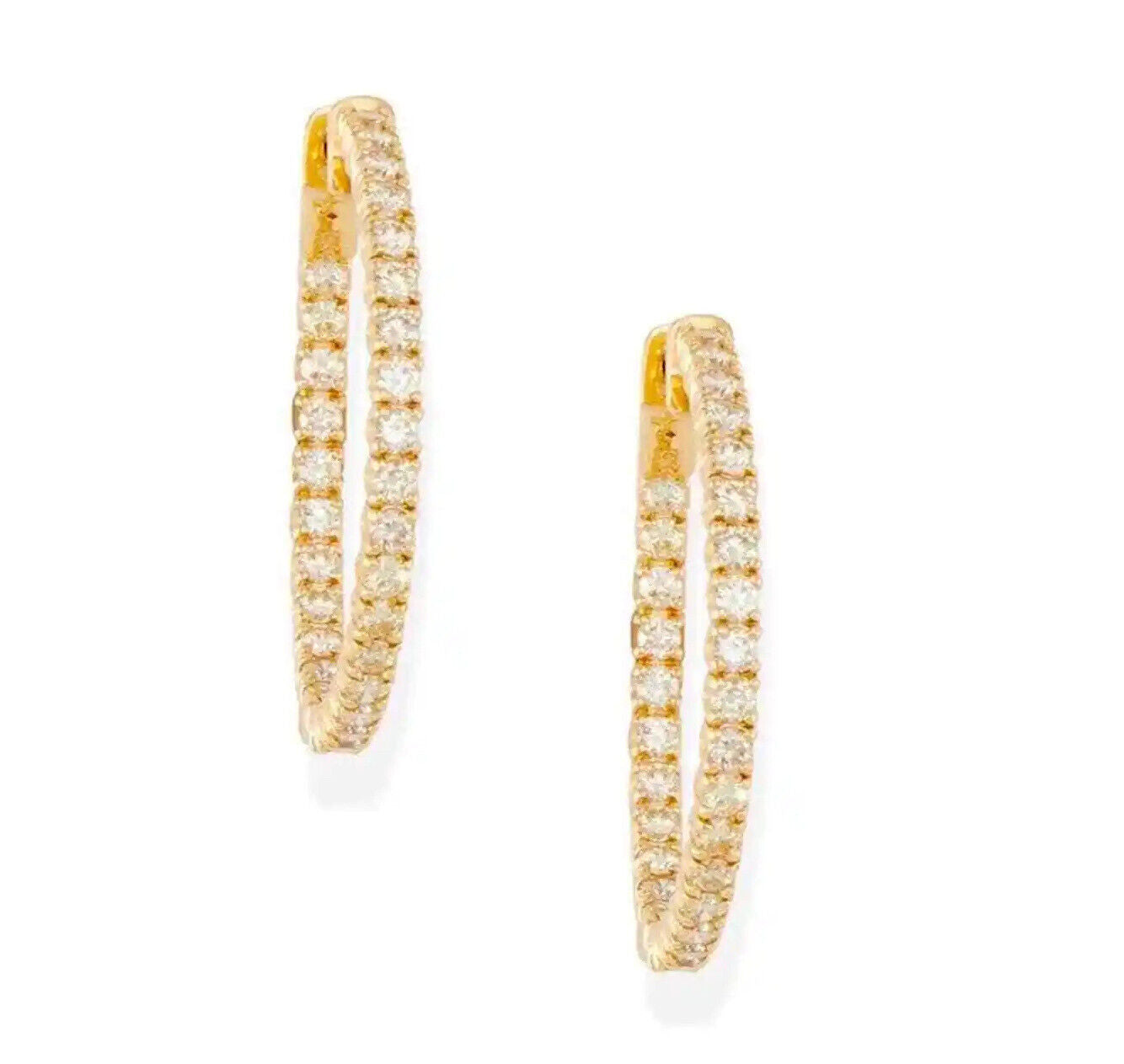 14K GOLD 2 + CTTW DIAMOND Inside Out Hoop Earrings