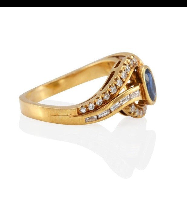 18k Cornflower Blue Sapphire and Diamond Ring