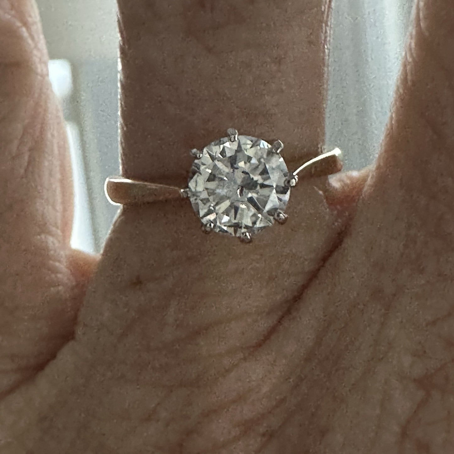 Old Brillant Cut 1.2 Ct Solitaire 18k Gold Ring With WGI report Size 6.5