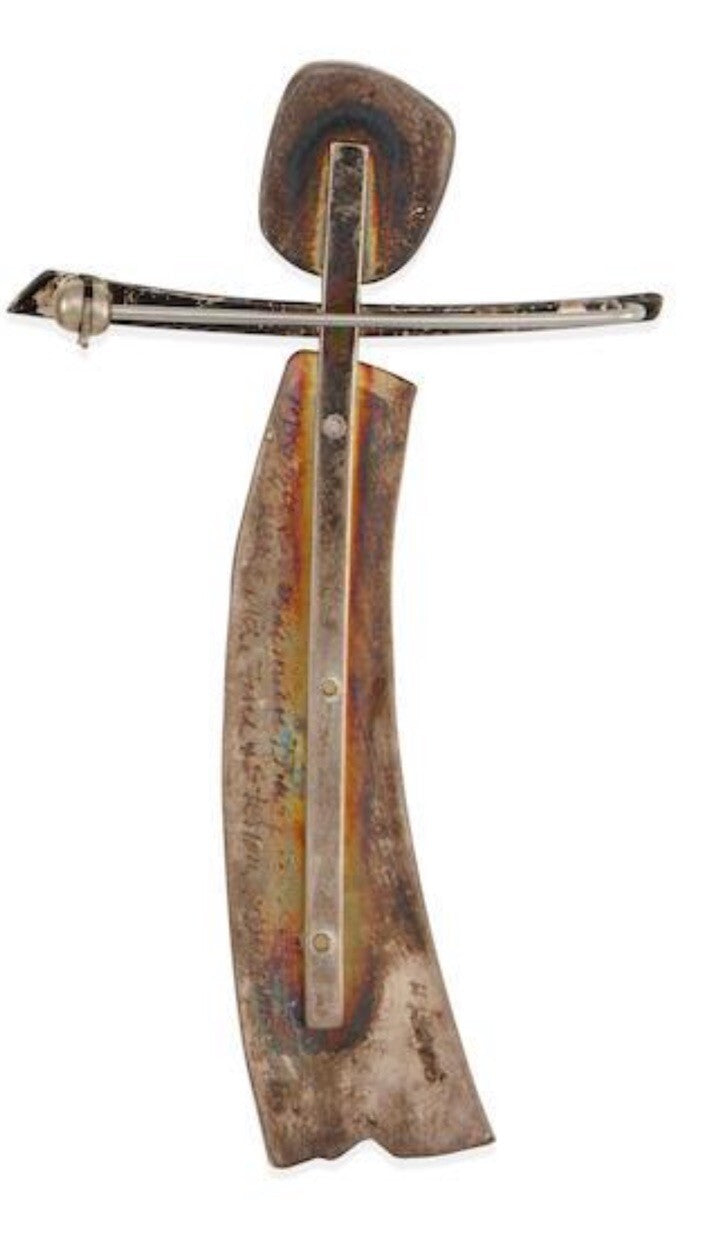 Mary Rogers Vintage Sterling Silver & 22k Gold Hand Made Brooch