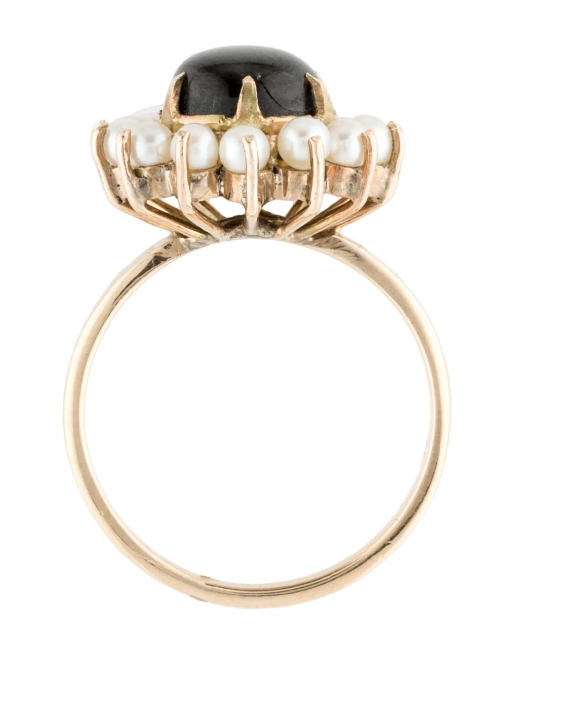 Vintage 18k 5 cttw star sapphire pearl ring