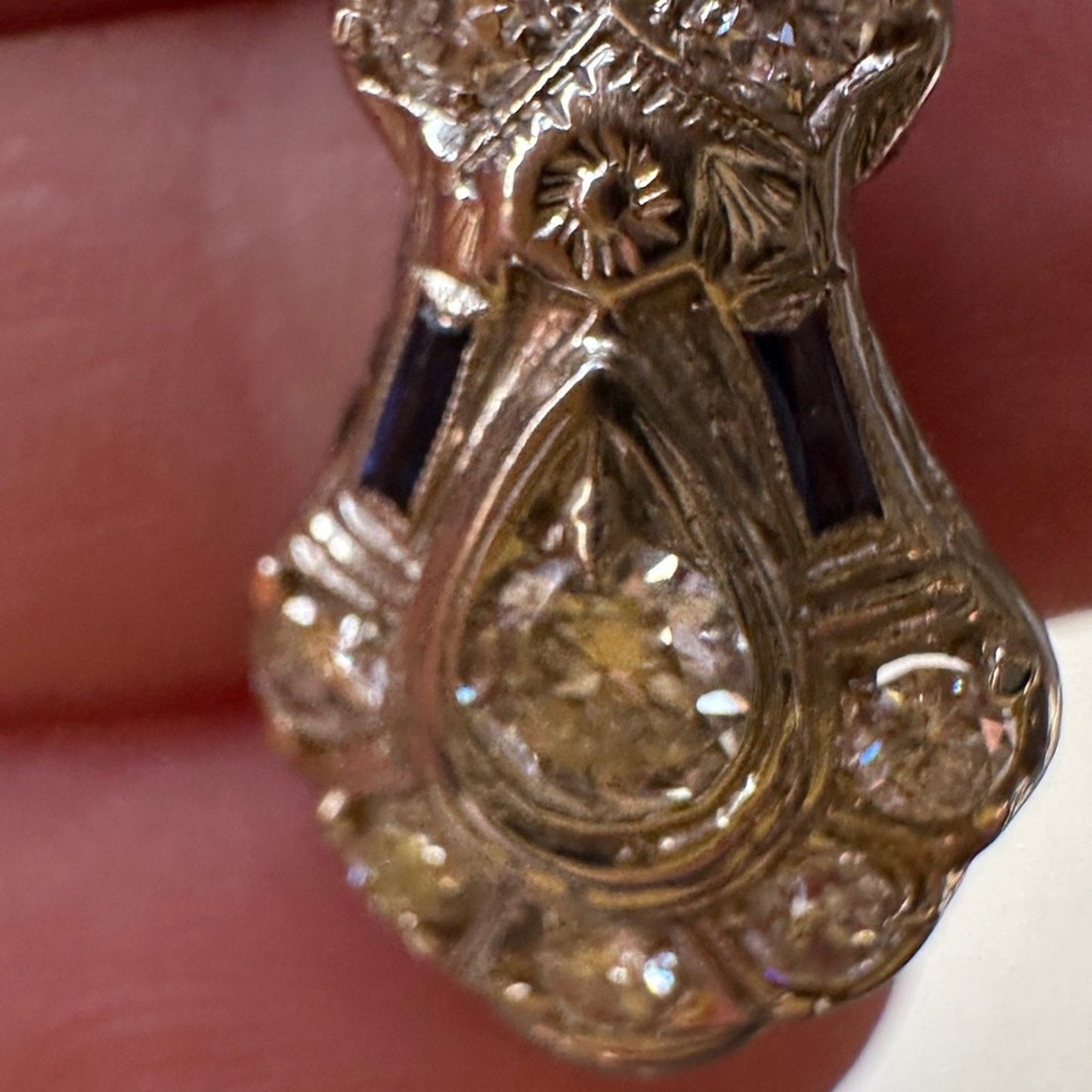 Antique art deco 20k diamond pendant necklace