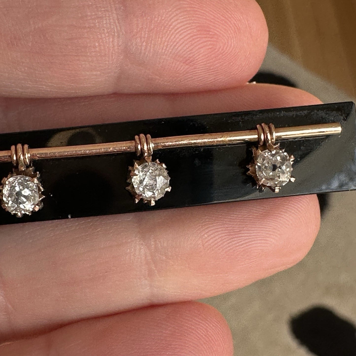 Antique Old European Cushion Cut Diamond Brooch