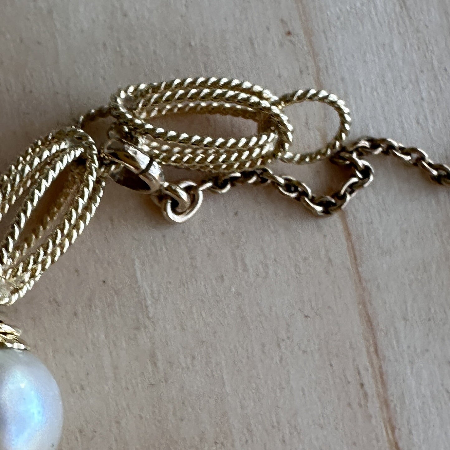 Vintage Retro 14k Gold Link And Pearl Bracelet 12g