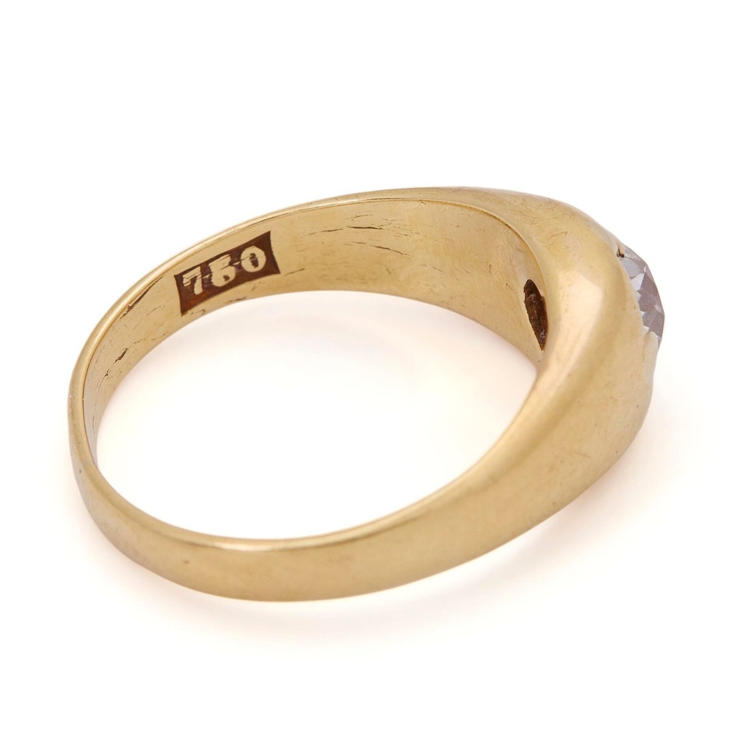 A diamond ring set with an old-cut diamond mounted in 18k size 6