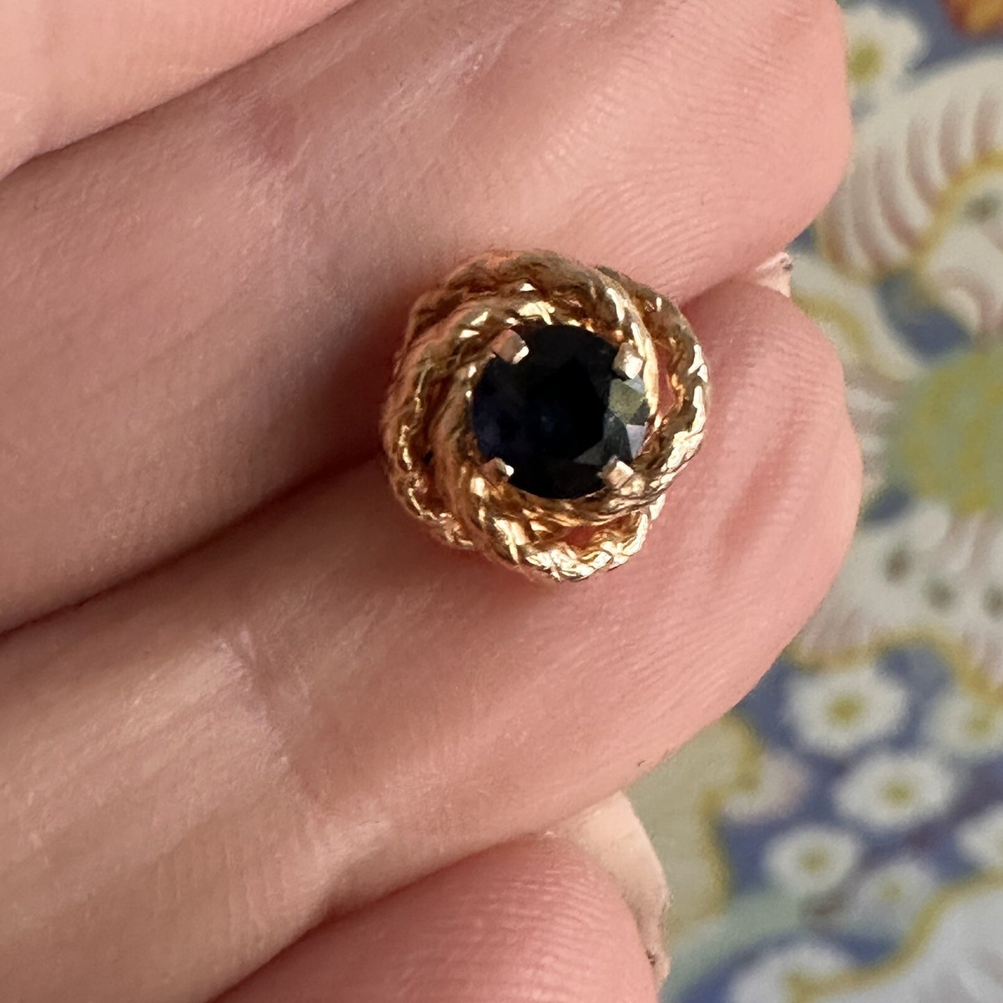 Vintage Sea Urchin Style 14kt Gold And Sapphire Ring And Earrings Set 12.3 G