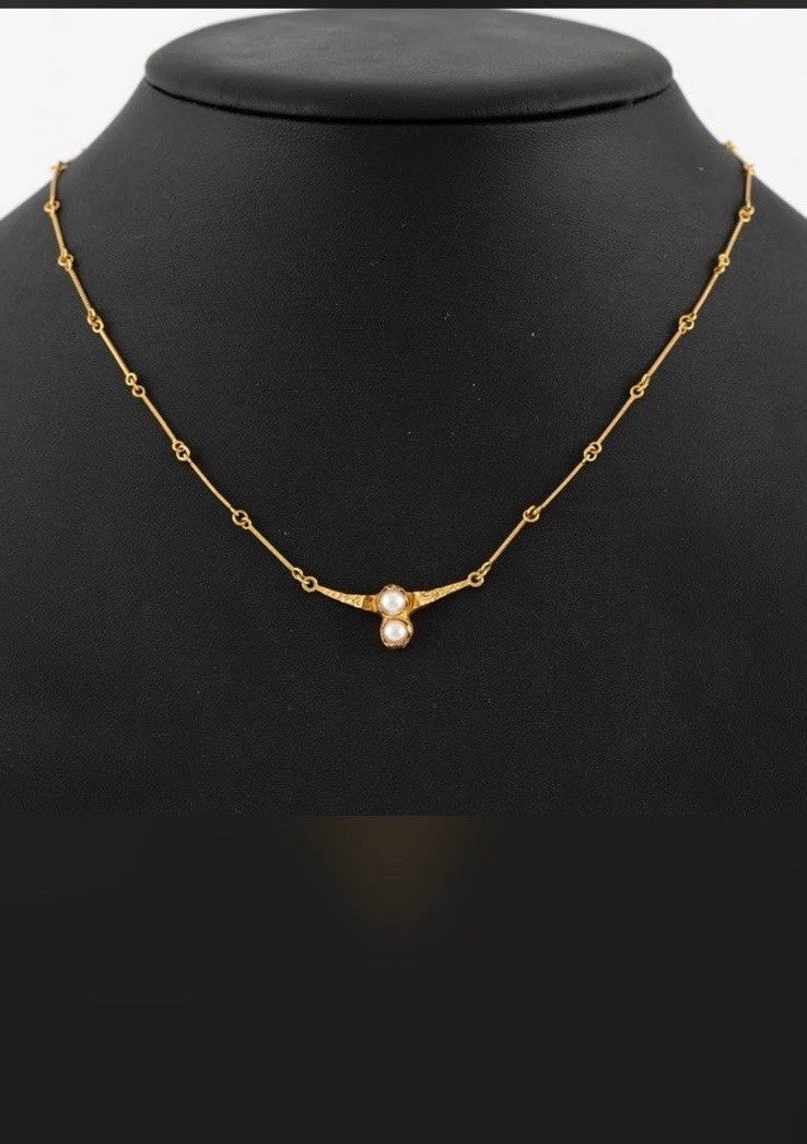 Bjorn Weckstrom 18k Gold And Pearl Cheek To Cheek Necklace