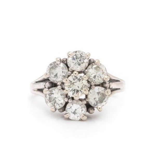 Antique Old Cut Diamond Cluster Ring 2.3 + cttw