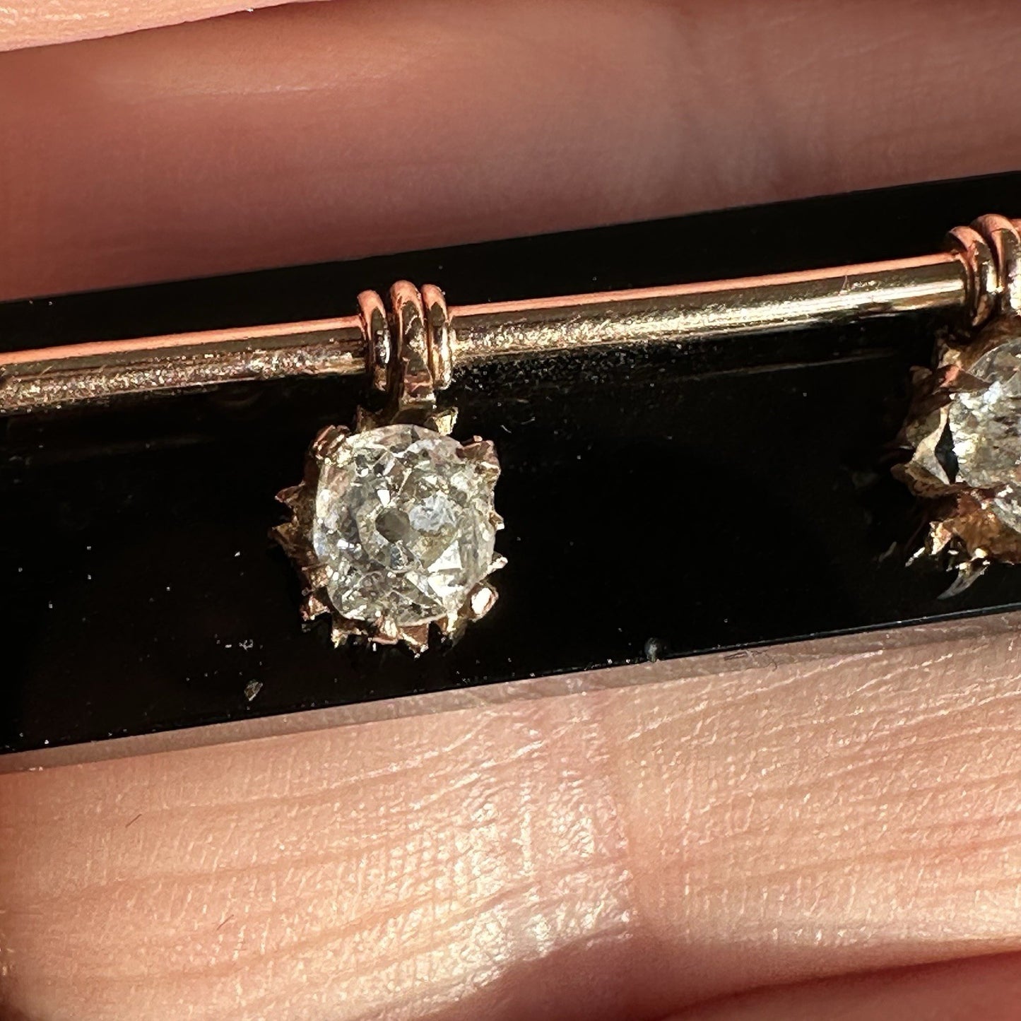 Antique Old European Cushion Cut Diamond Brooch
