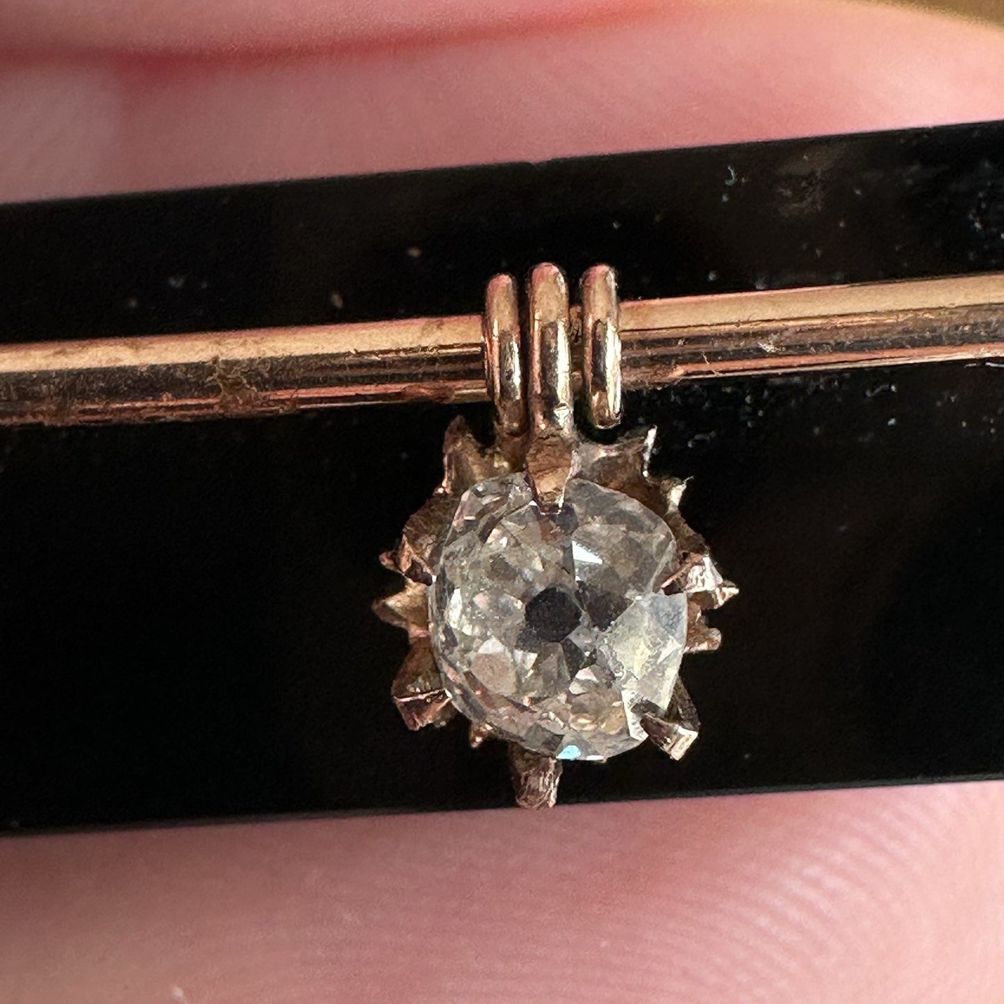 Antique Old European Cushion Cut Diamond Brooch