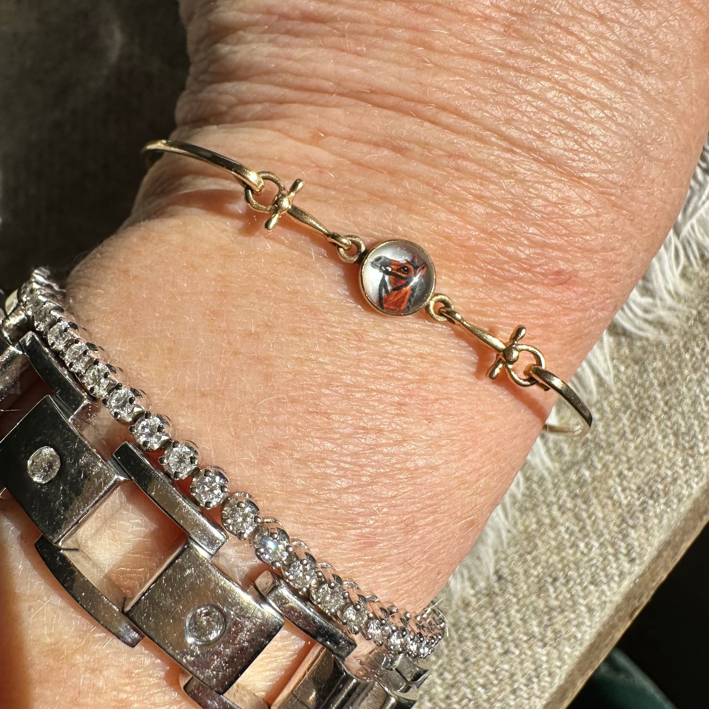 Antique reverse Essex crystal horse bracelet