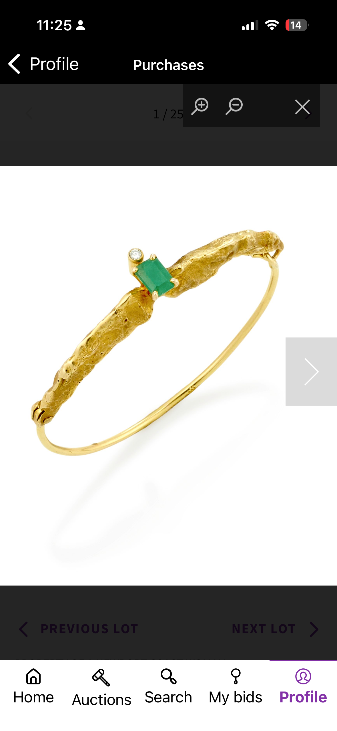 ALFRED KARRAM: 14K GOLD, EMERALD AND DIAMOND BRACELET
