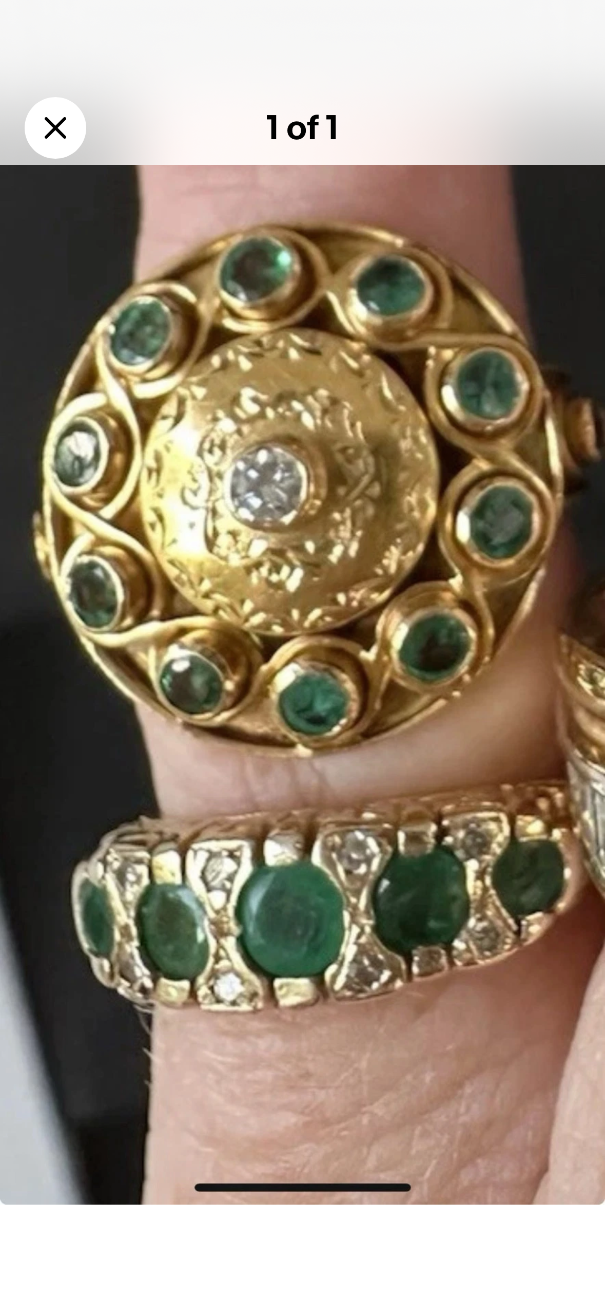 Antique 18k emerald and diamond shield ring more pictures coming