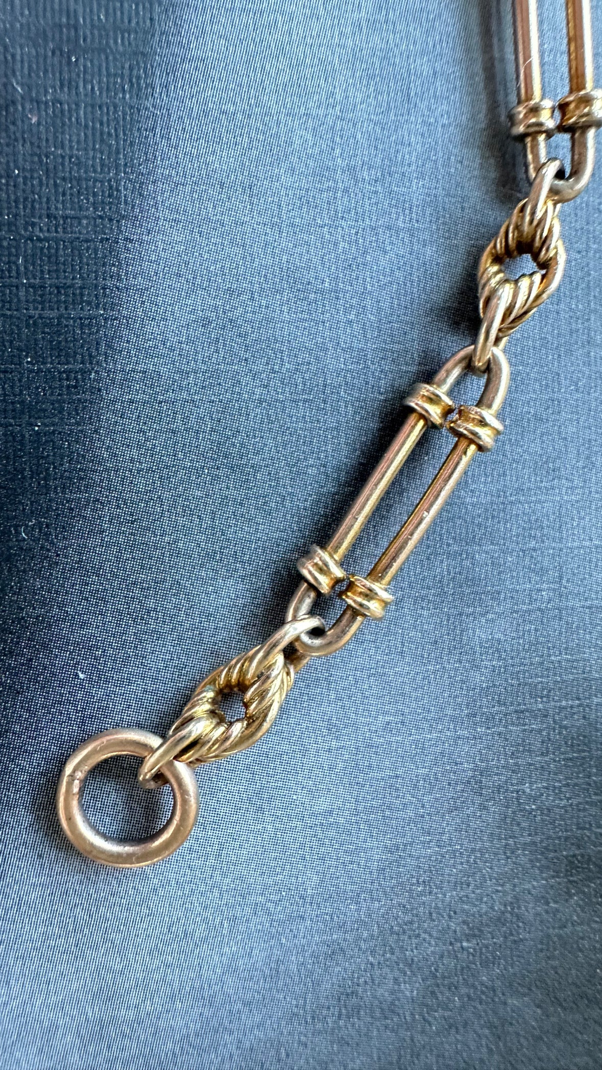 Antique 9k trombone with extender watch chain