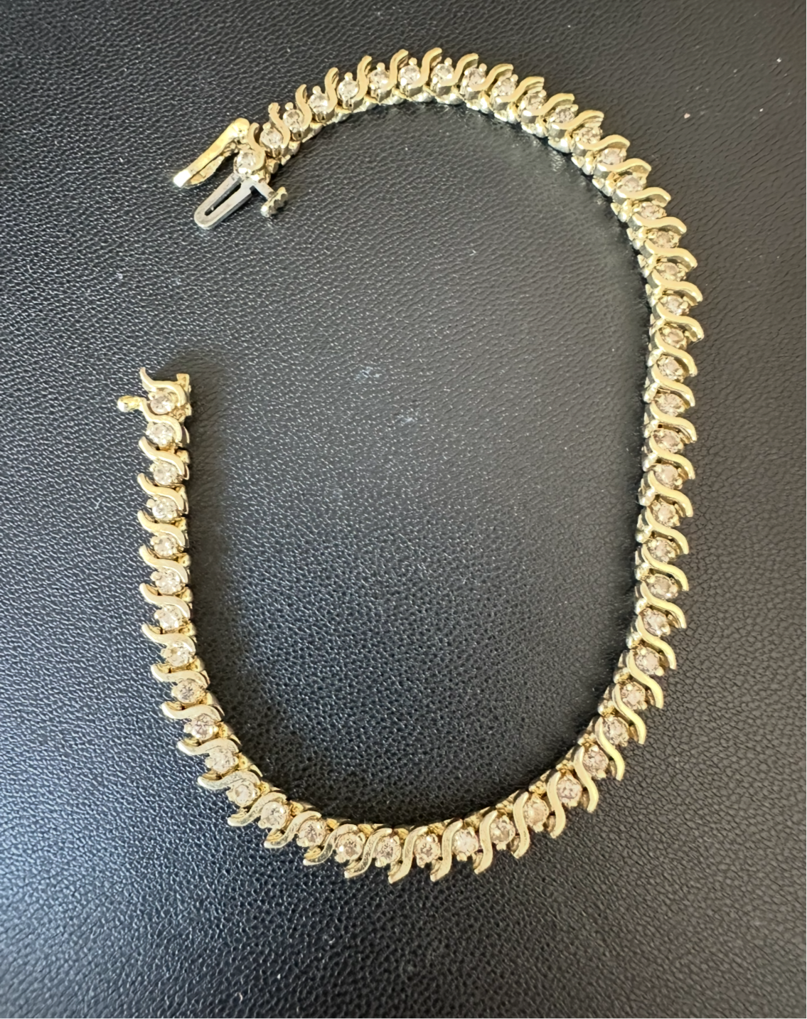 Vintage 14k diamond S tennis bracelet 1.4 cttw