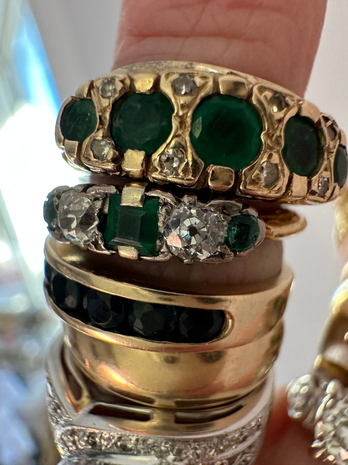 Antique 14k emerald and diamond