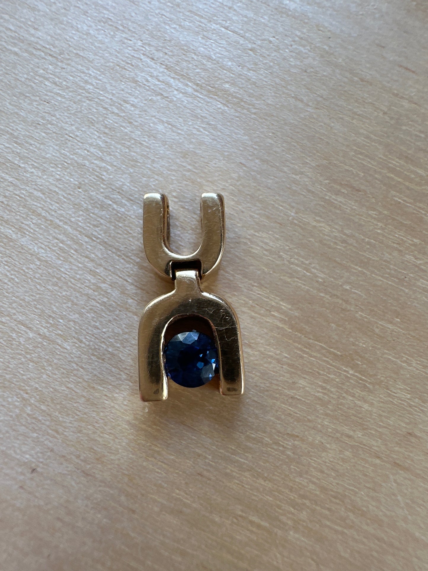 Vintage 14k gold natural sapphire slide pendant