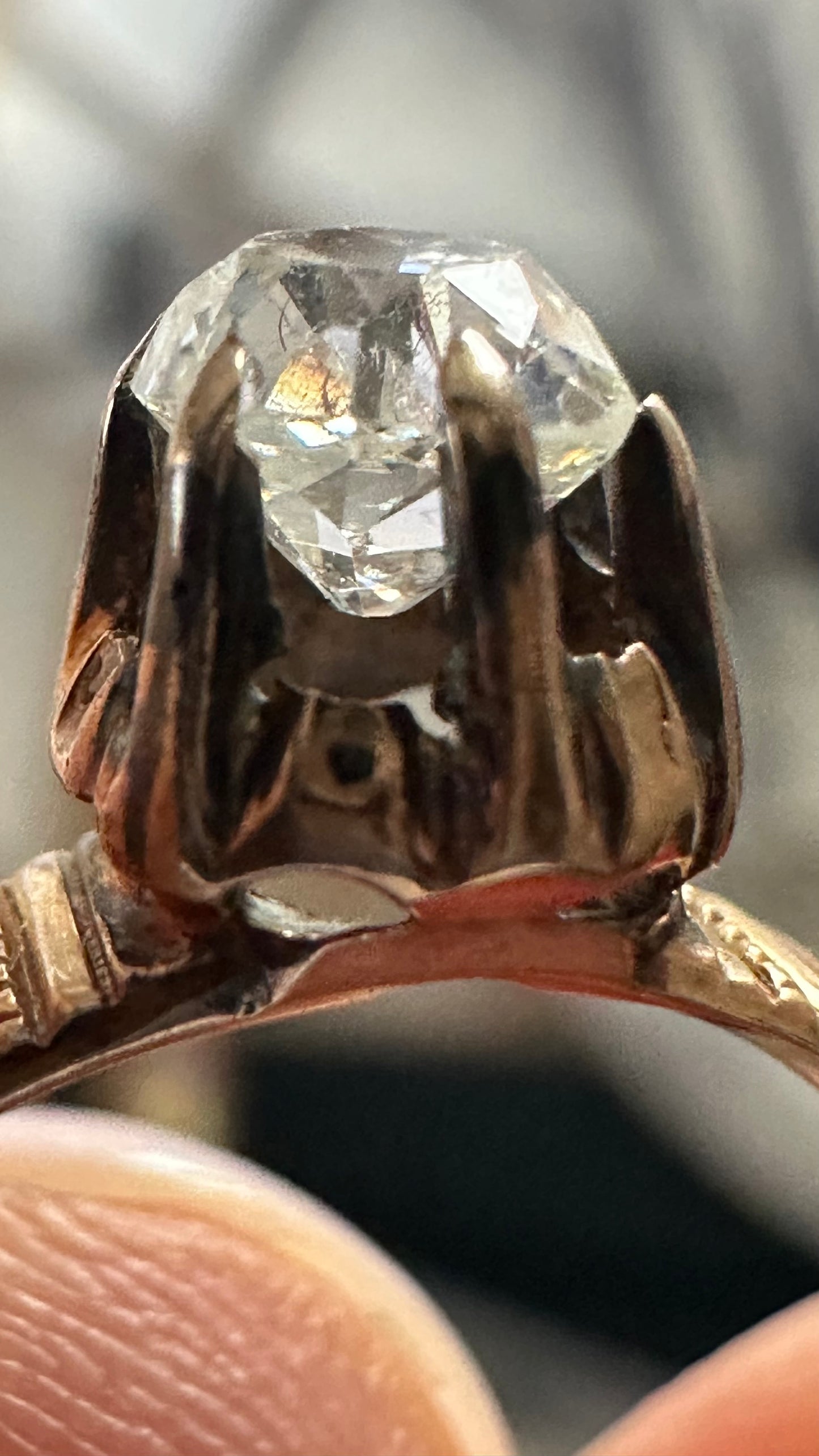 Antique Victorian 14k Gold 0.47 Ct Old Cushion Diamond Solitaire Engagement Ring