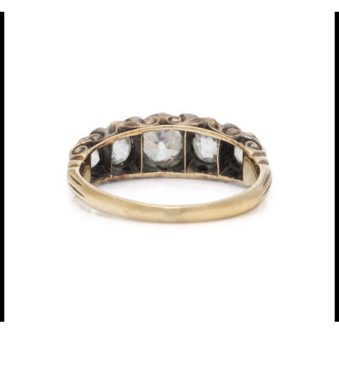 Antique 18k 3cttw Old Mine Cut diamond Five stone 1/2 hoop