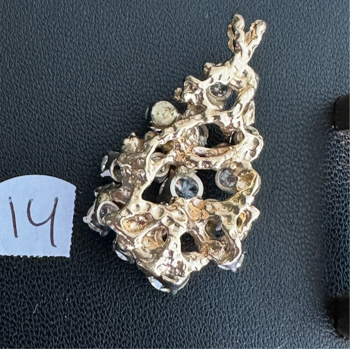 Vintage 3.5 cttw Old cushion , old European and transitional diamonds in a 14k brutalist pendant