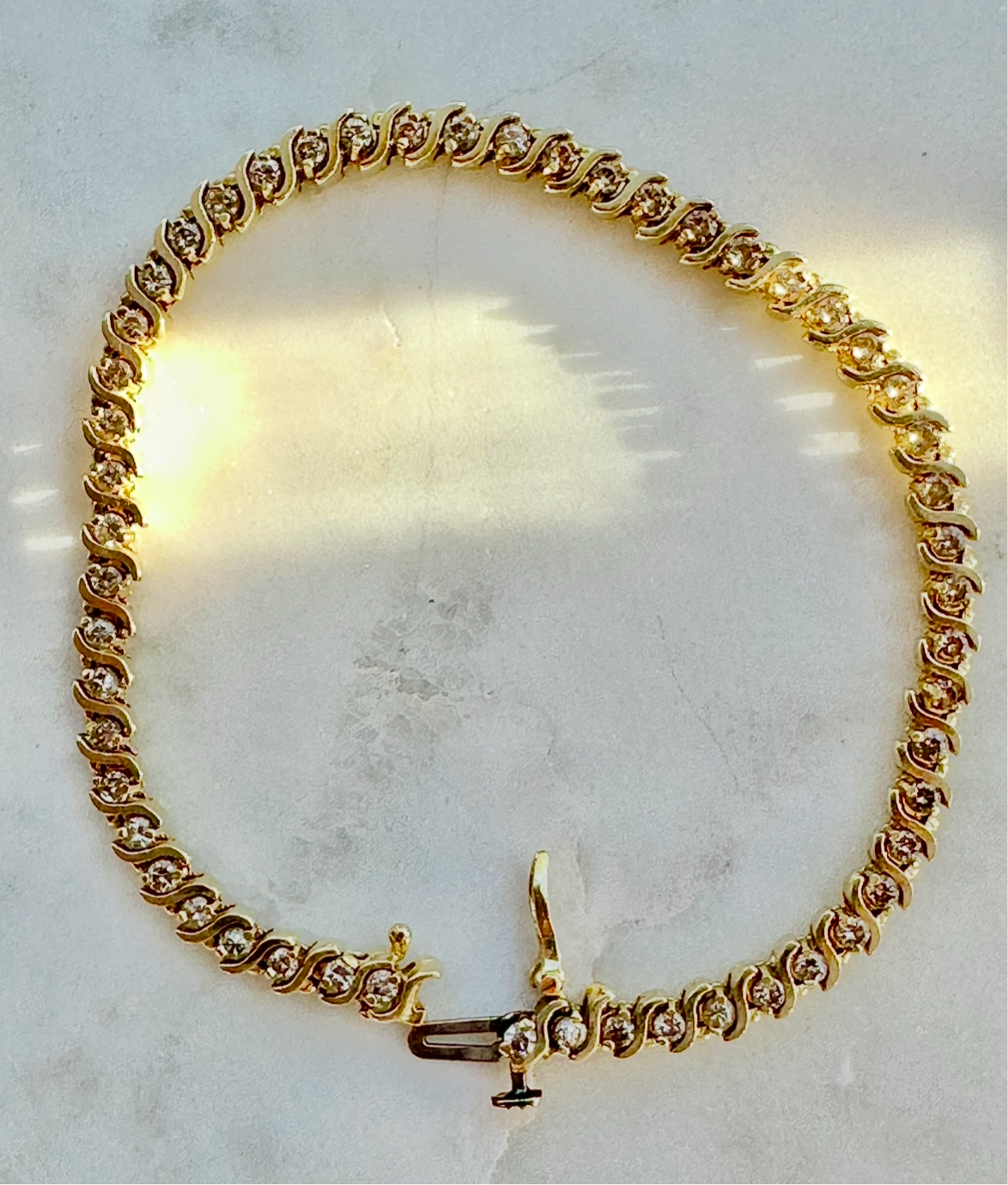 Vintage 14k diamond S tennis bracelet 1.4 cttw