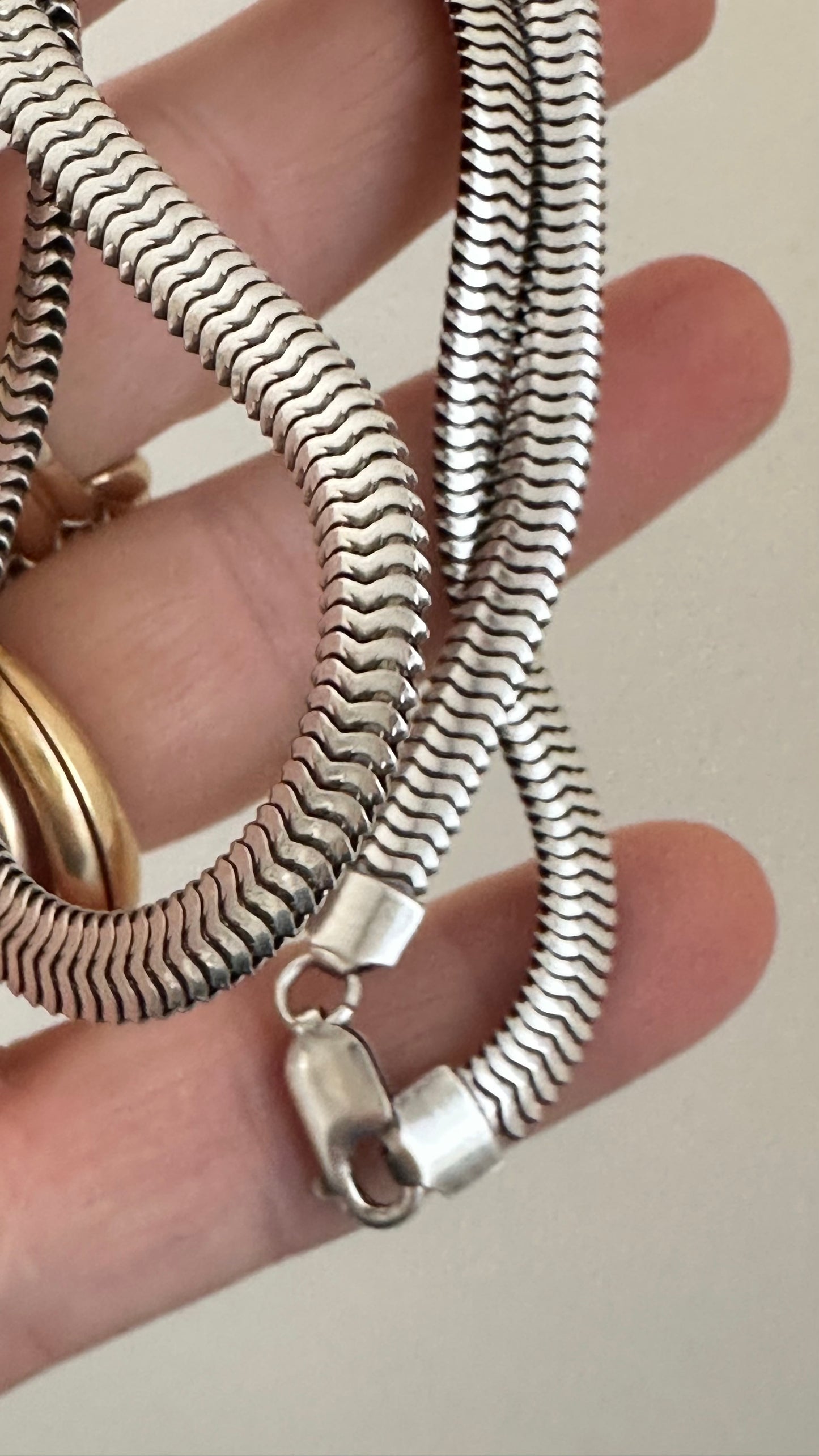 Vintage Forstner sterling silver snake chain neck necklace