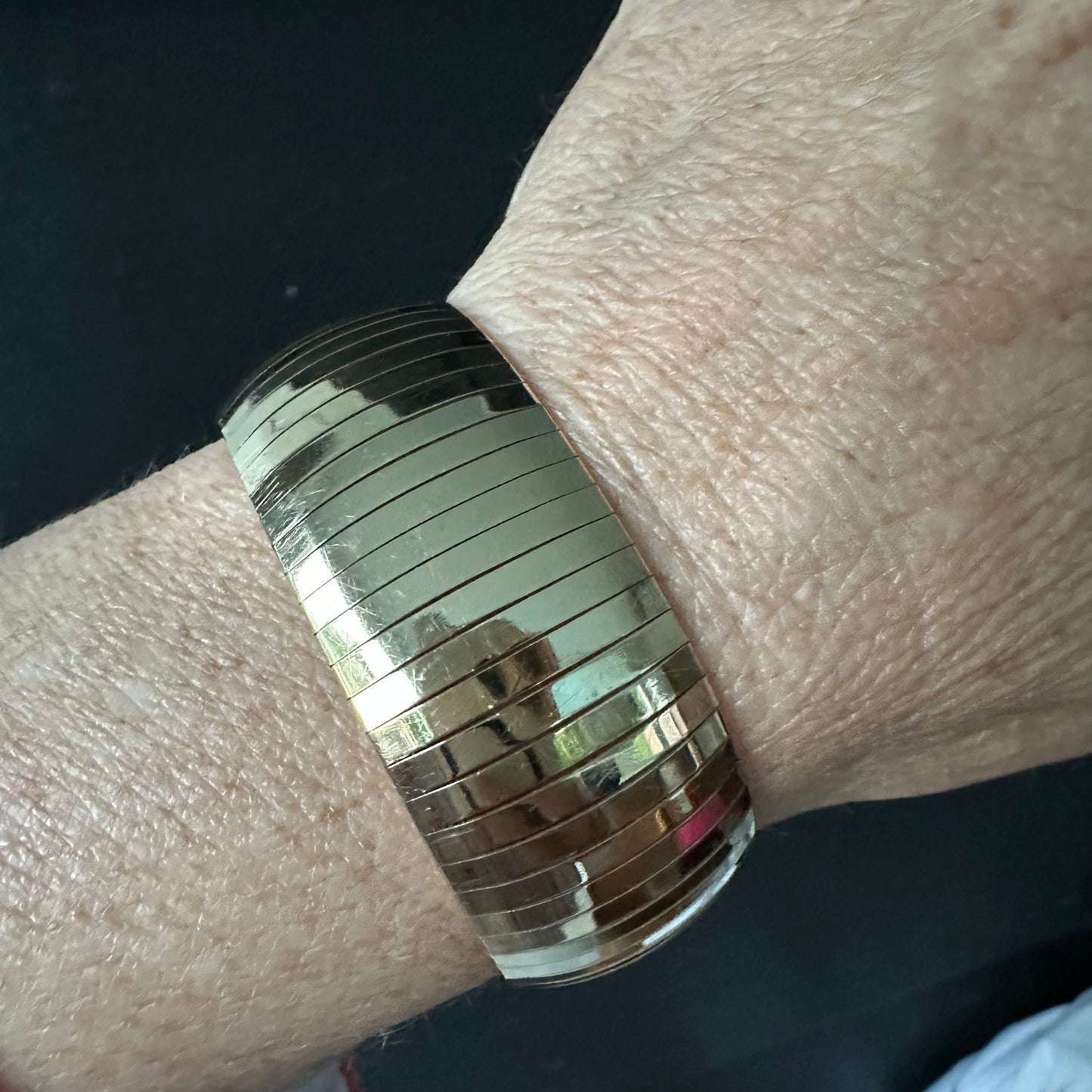 14k Silky Smooth Wide Omega Style Bracelet 38g