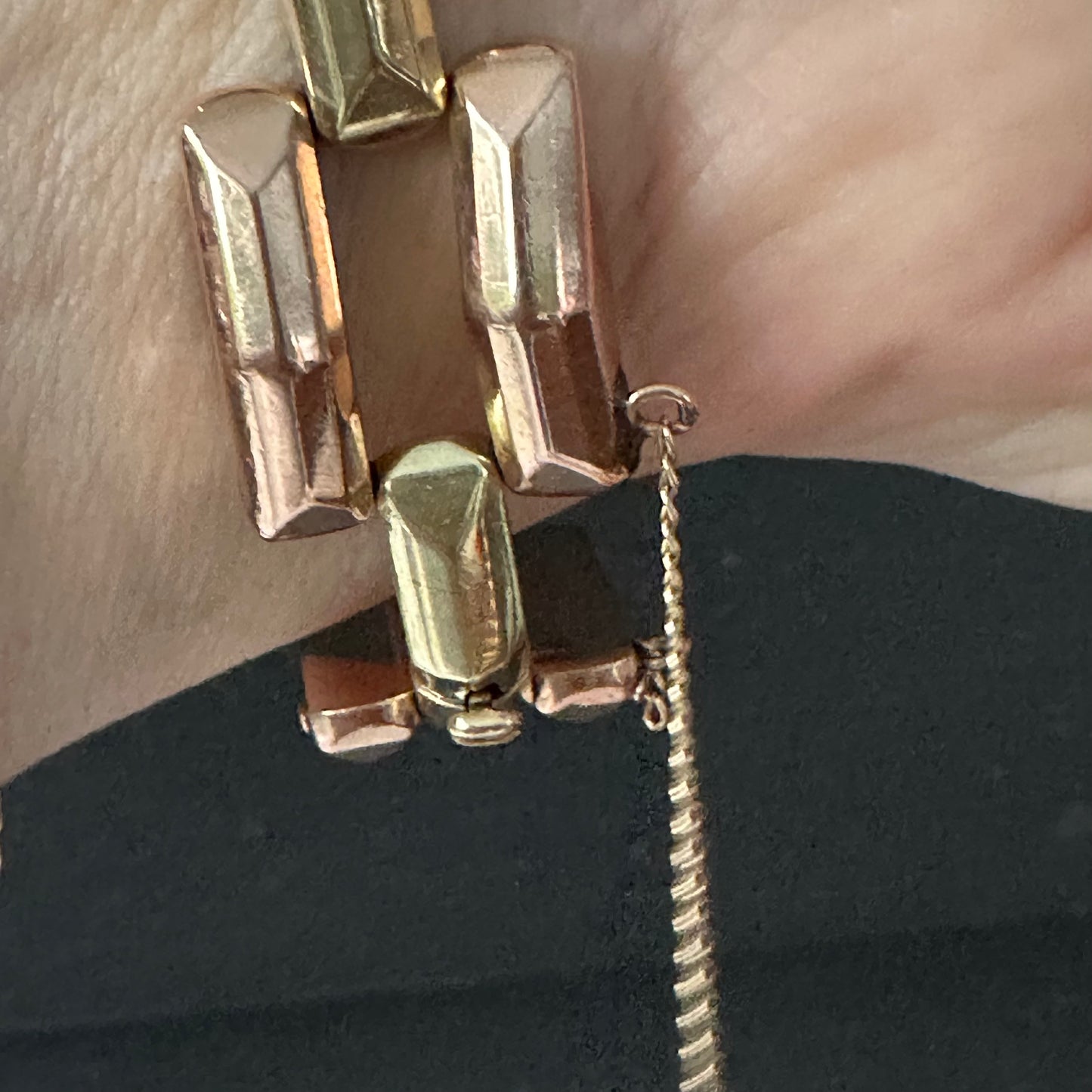 14k two toned tank bracelet circa 1940's 31g