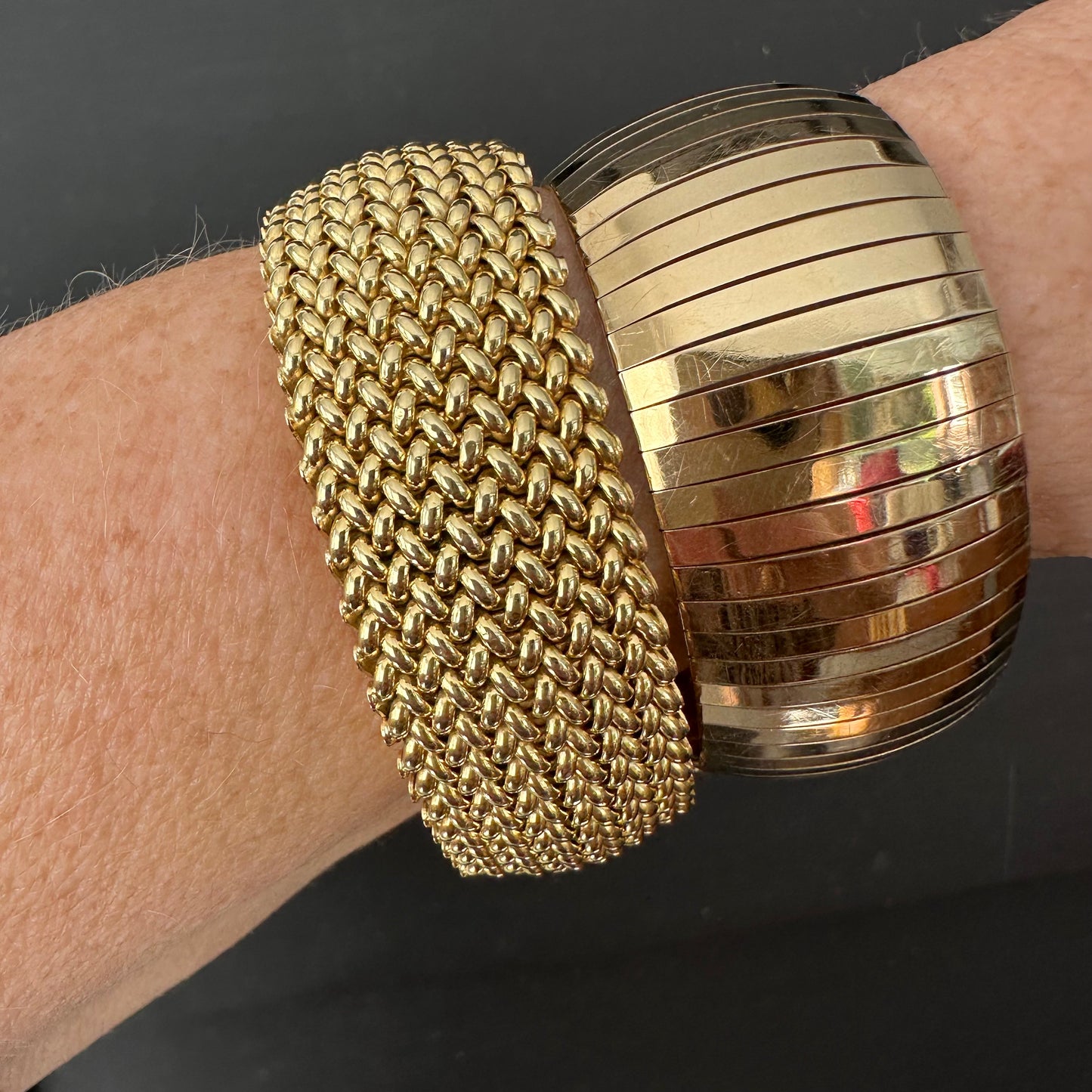 14k Silky Smooth Wide Omega Style Bracelet 38g