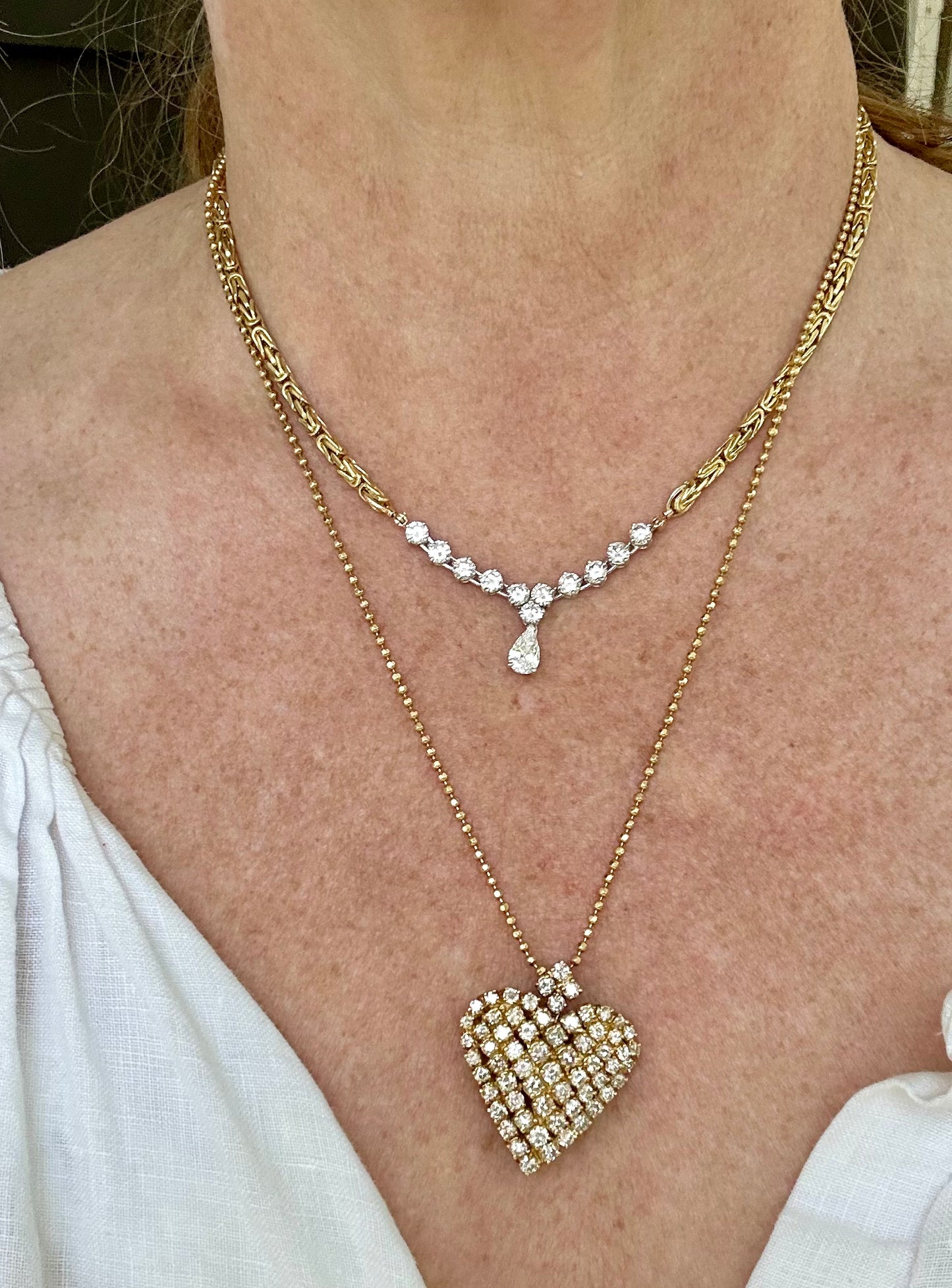 Vintage 18k diamond heart pendant with 3.95 cttw diamonds