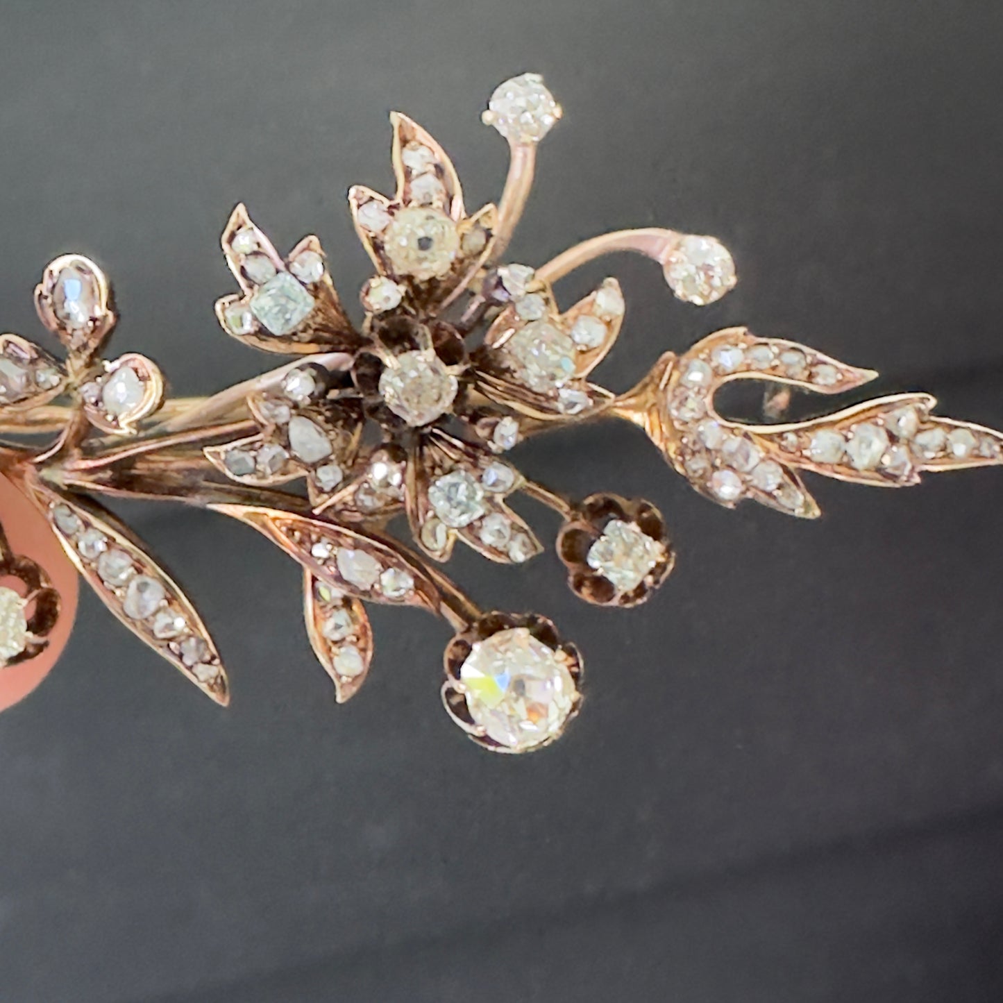 Victorian Old Mine 2 cttw Diamond Gold Brooch