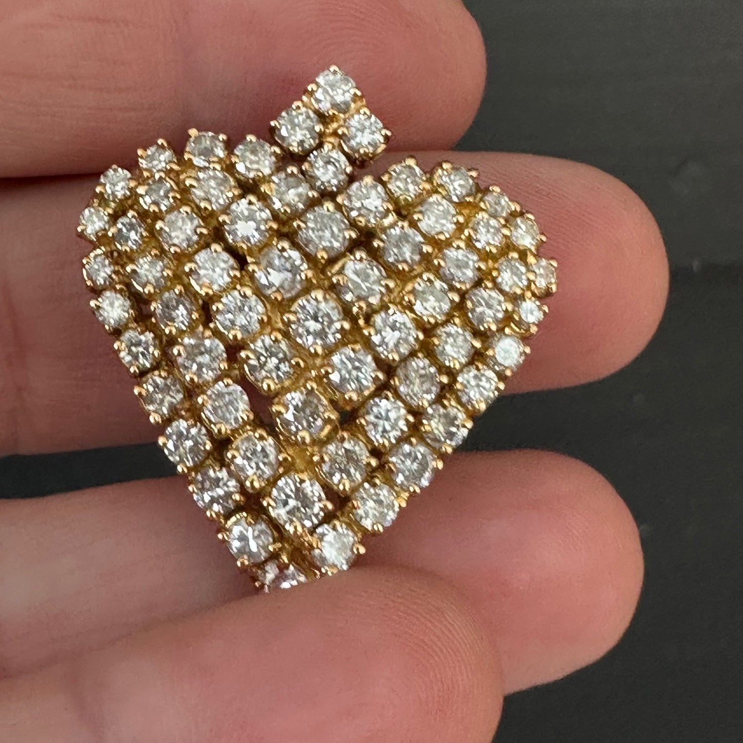 Vintage 18k diamond heart pendant with 3.95 cttw diamonds