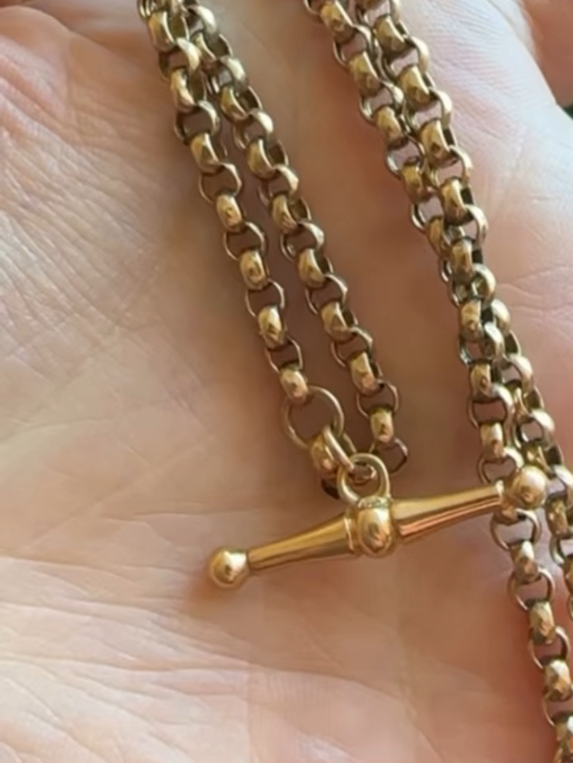 Antique 9k Belcher/ Rolo chain with TBar