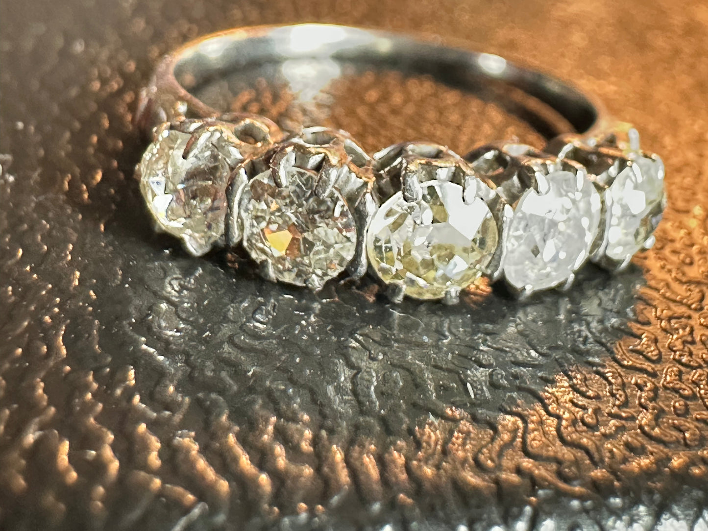 ✨ Antique Old Mine Cut Diamond Five-Stone Ring – ~1.2 CTW