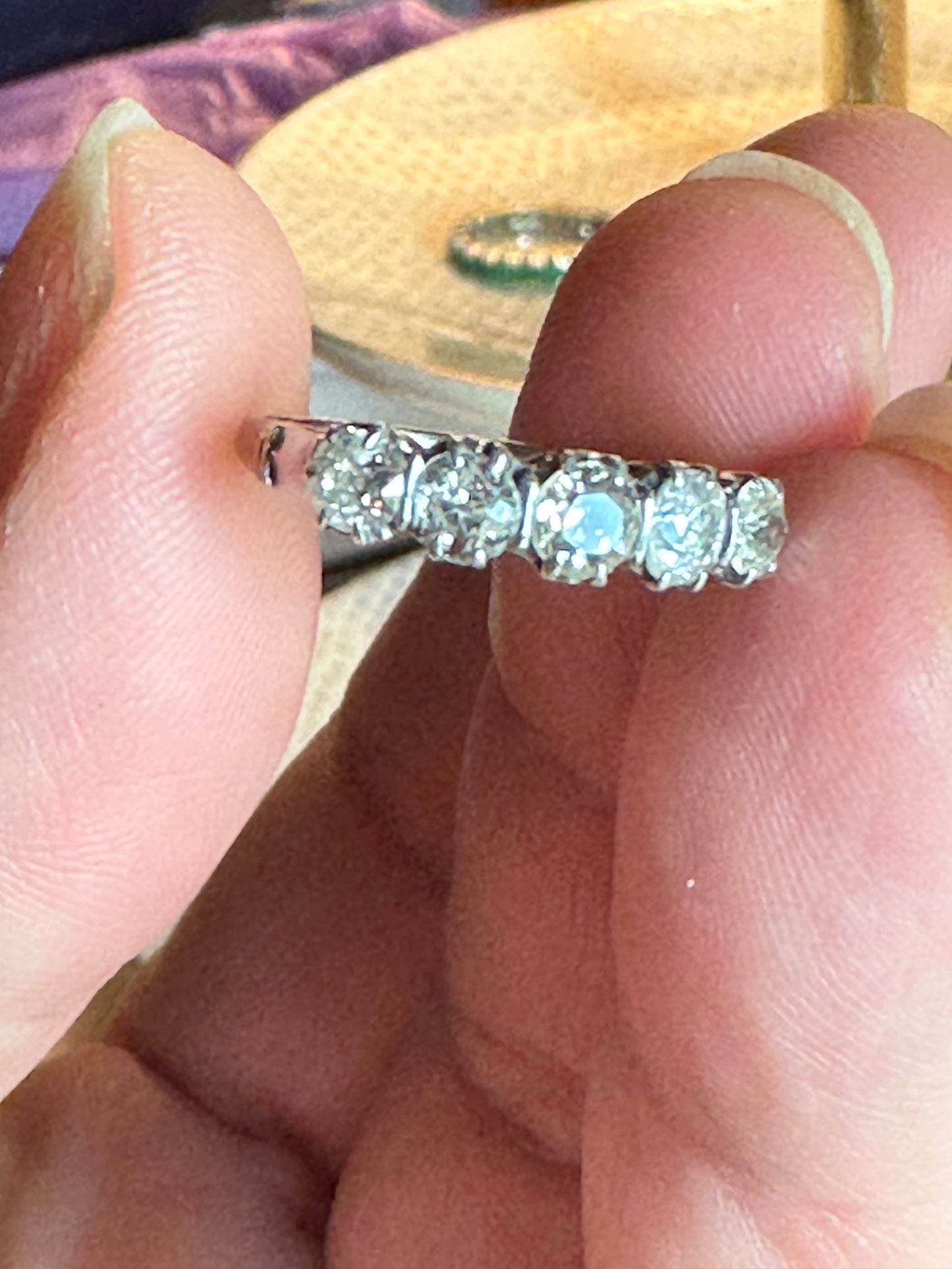 ✨ Antique Old Mine Cut Diamond Five-Stone Ring – ~1.2 CTW