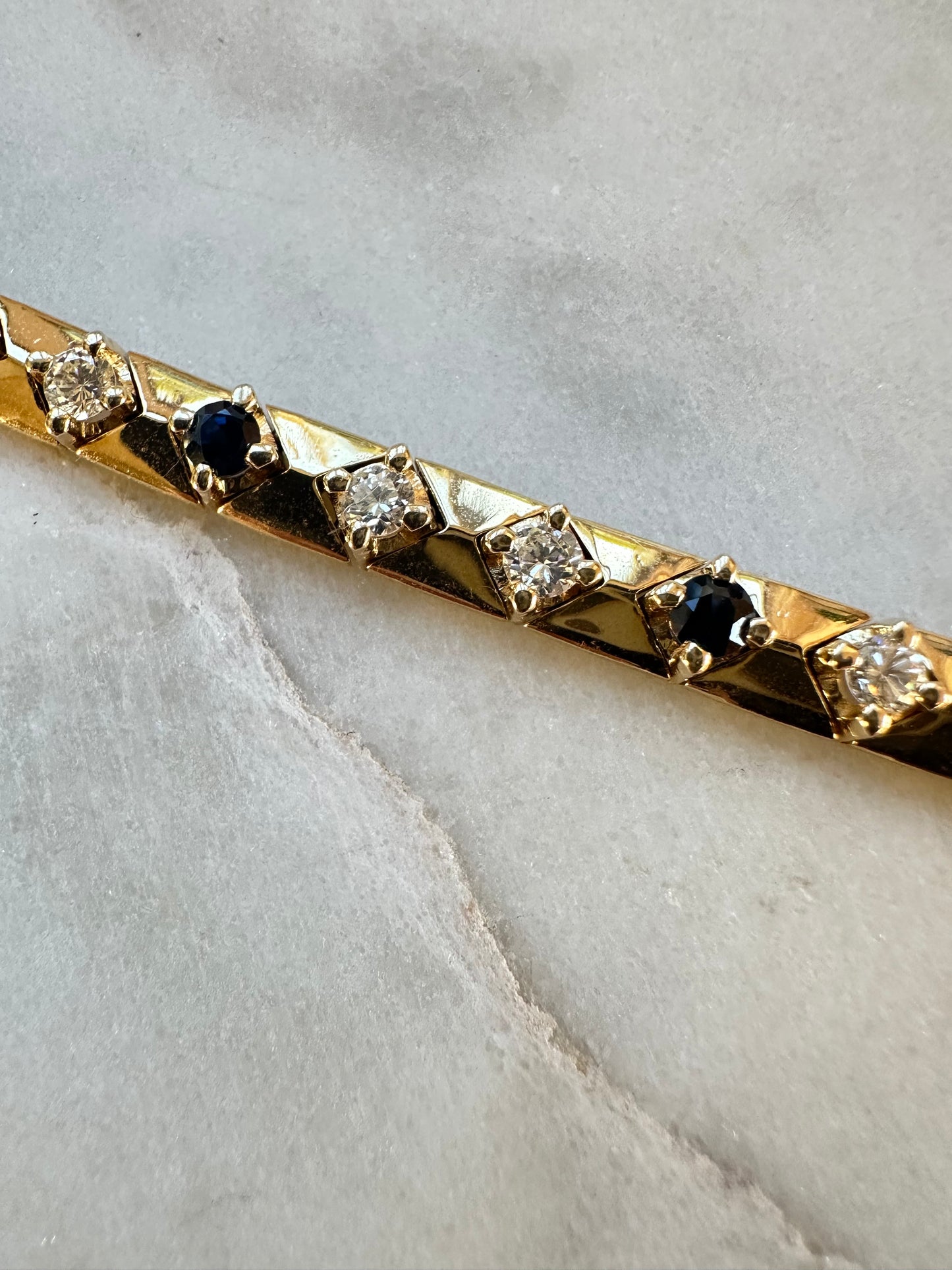Vintage 14k Diamond Sapphire Bracelet