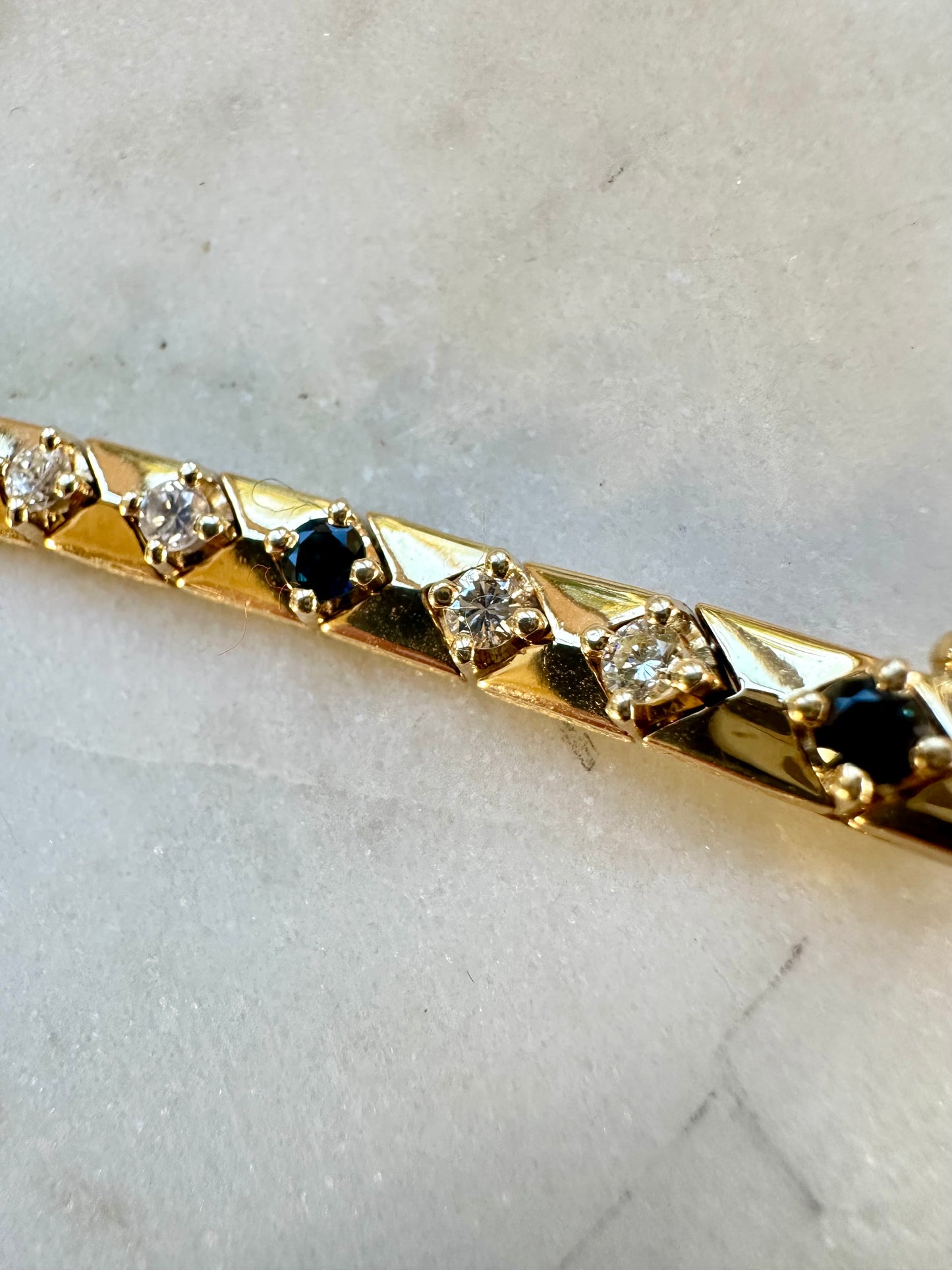Vintage 14k Diamond Sapphire Bracelet