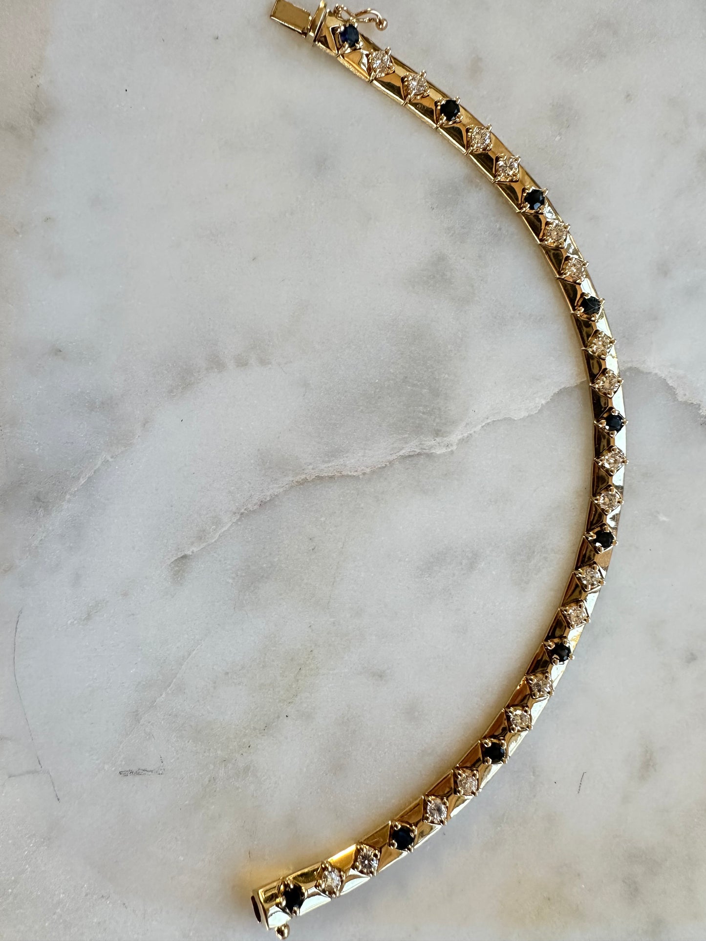 Vintage 14k Diamond Sapphire Bracelet