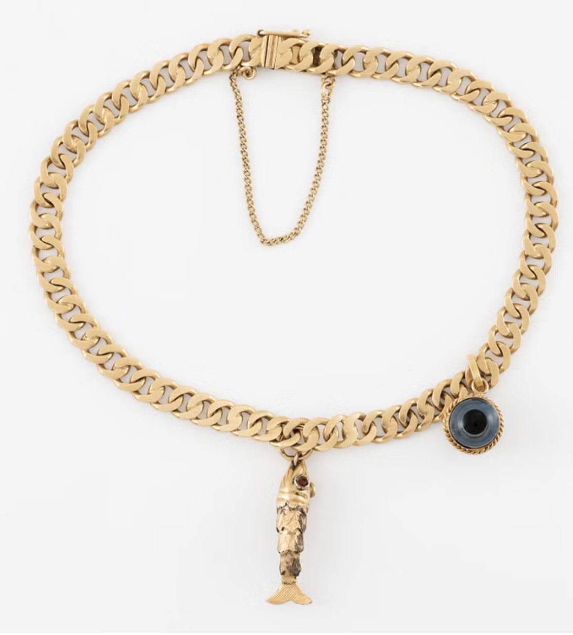 swedish 1940-1950's 18k curb link charm bracelet
