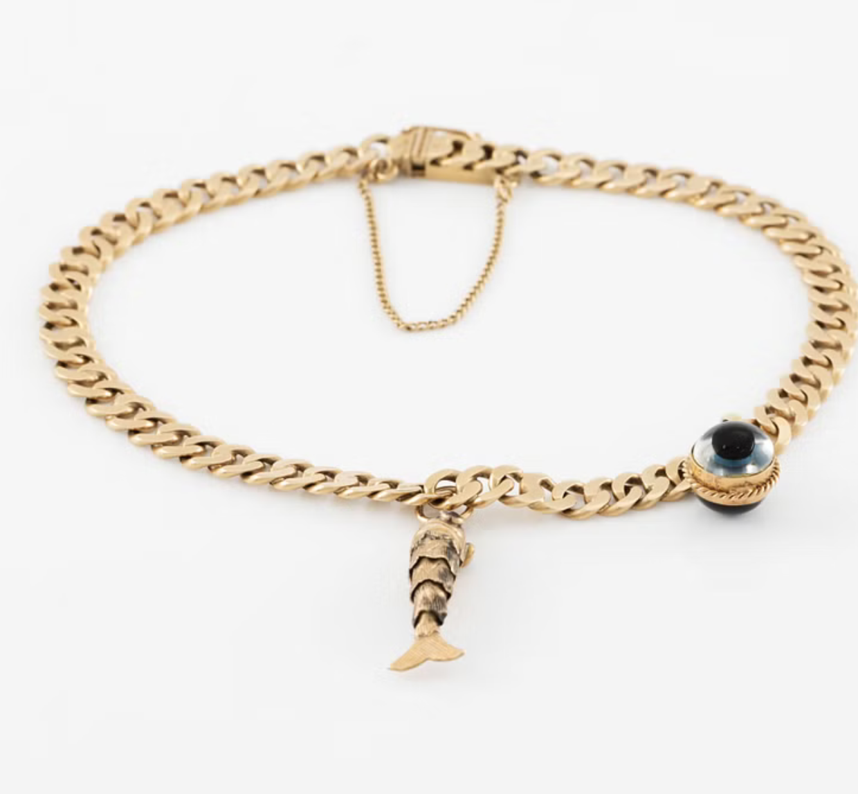 swedish 1940-1950's 18k curb link charm bracelet