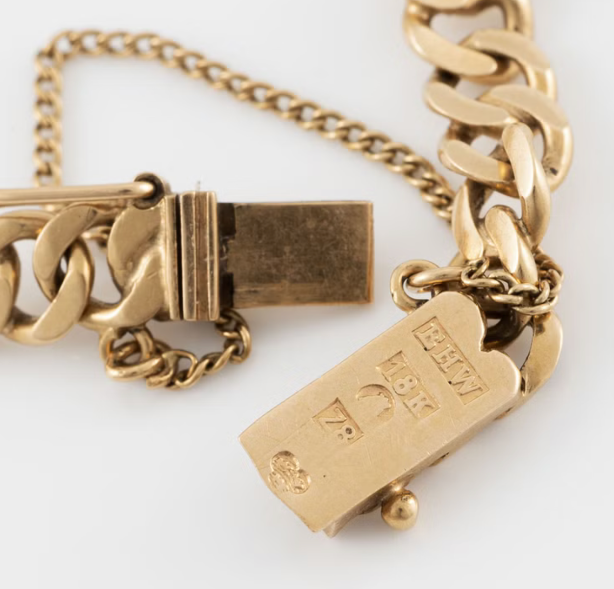swedish 1940-1950's 18k curb link charm bracelet