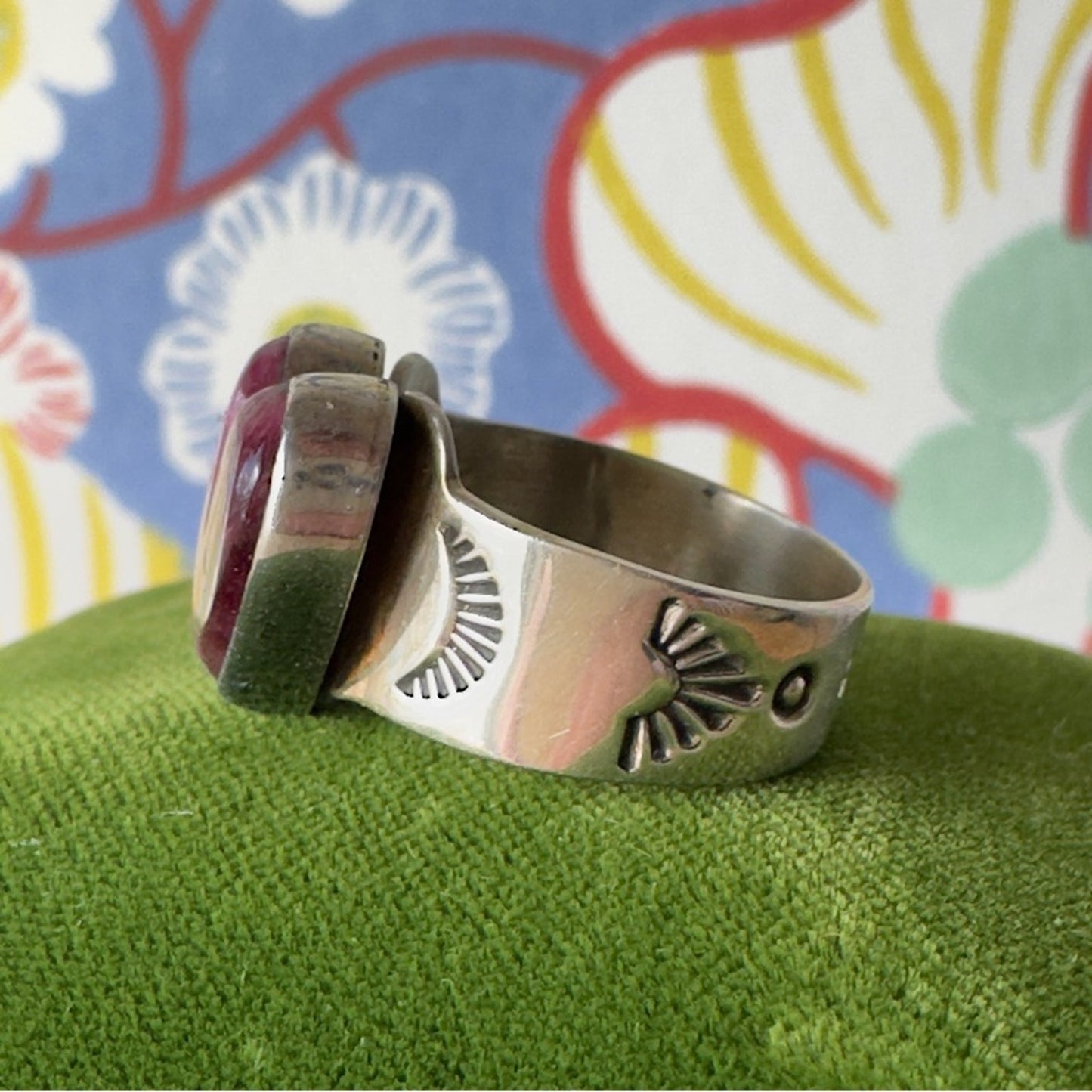 Heart-Shaped Pink Silver Ring
