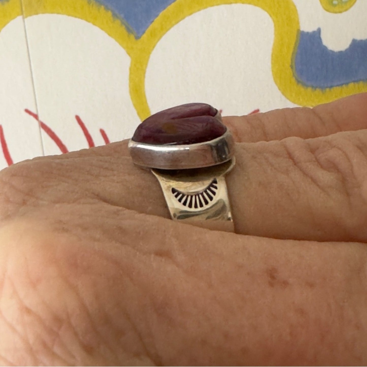 Heart-Shaped Pink Silver Ring