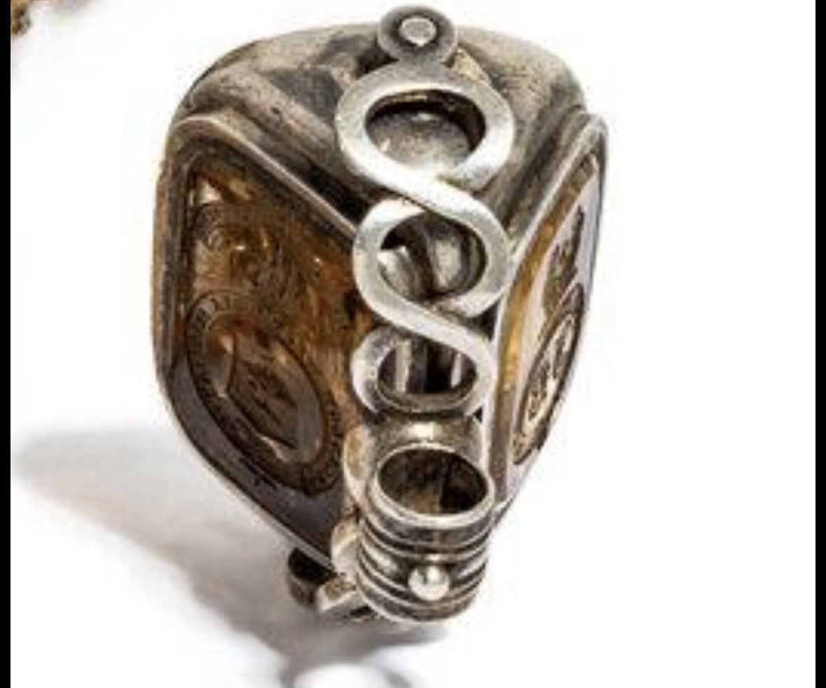 Antique Sterling Silver Swivel Fob And Chain
