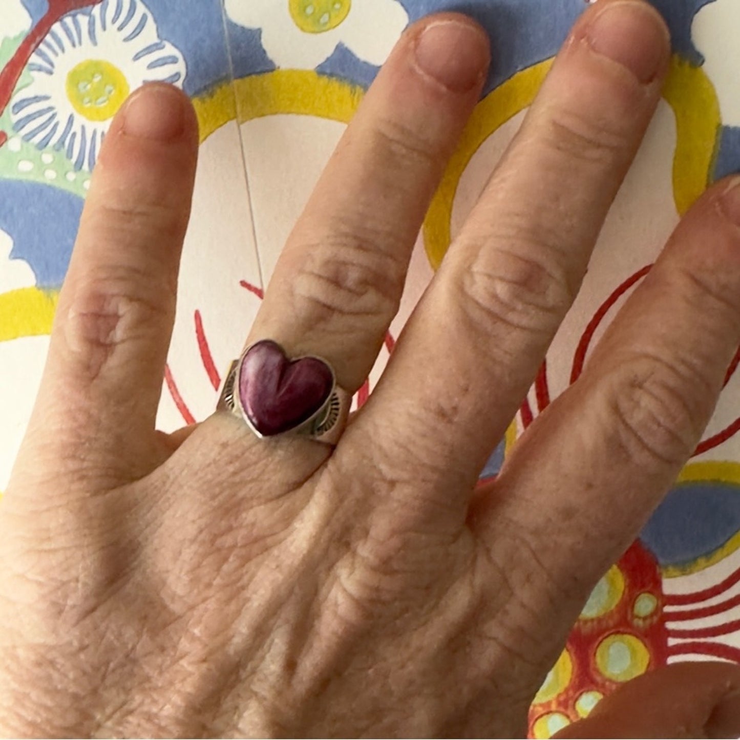 Heart-Shaped Pink Silver Ring