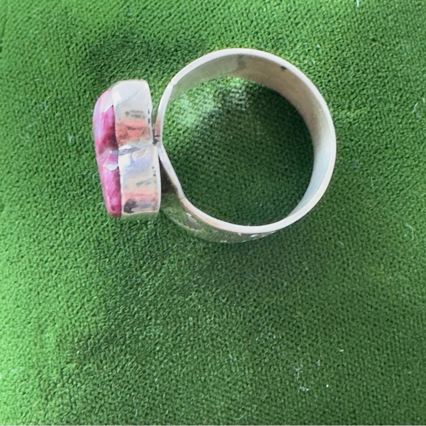 Heart-Shaped Pink Silver Ring