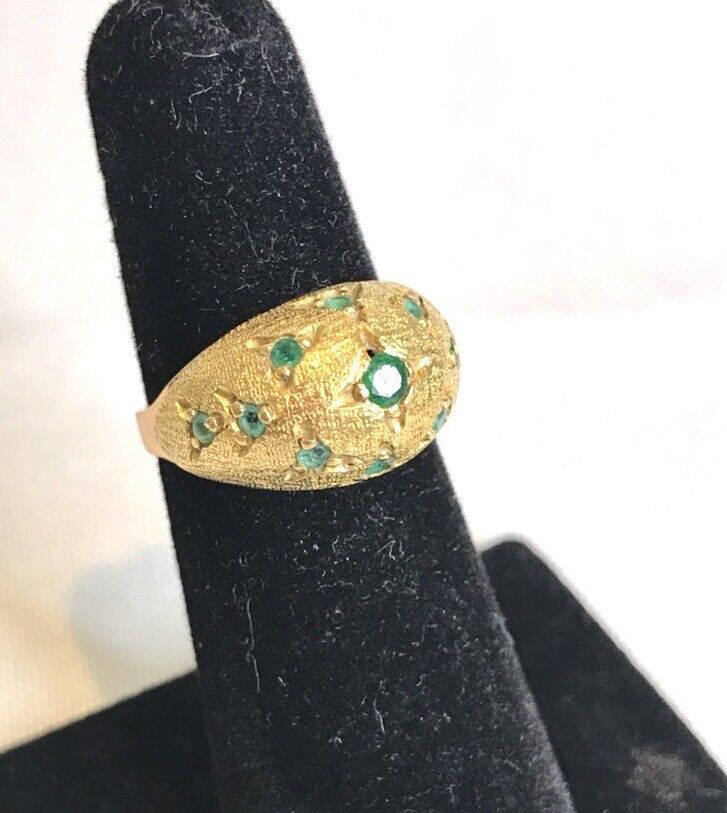 Retro 18k Emerald Dome Ring Size 4.75 - 5.23grams