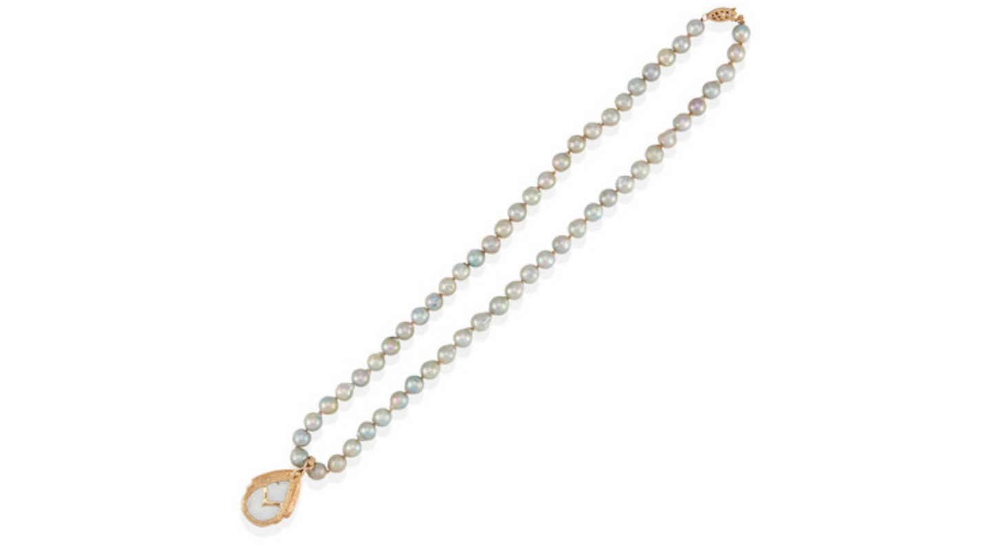 Vintage Cultured Pearls With A Beautiful 14k White Gold Diamond And Pearl Clasp