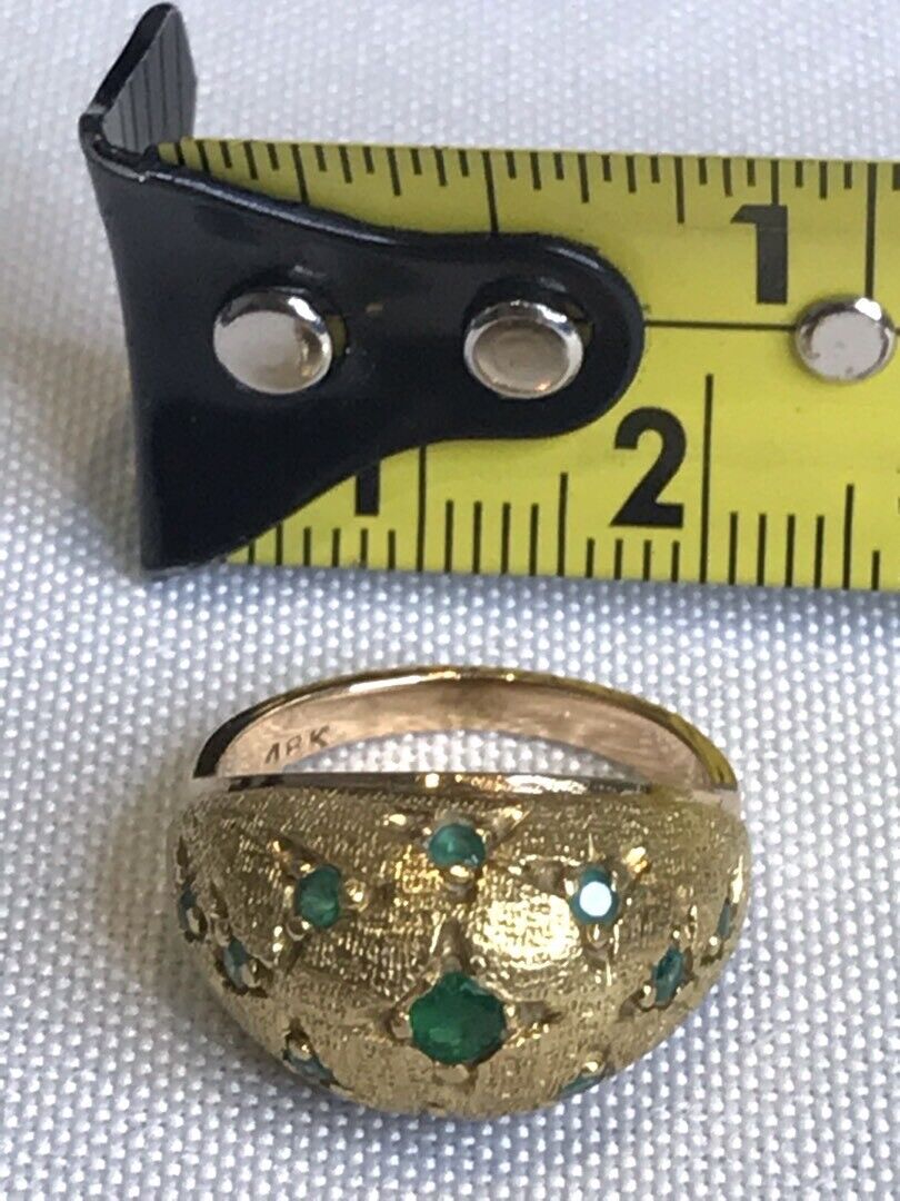 Retro 18k Emerald Dome Ring Size 4.75 - 5.23grams